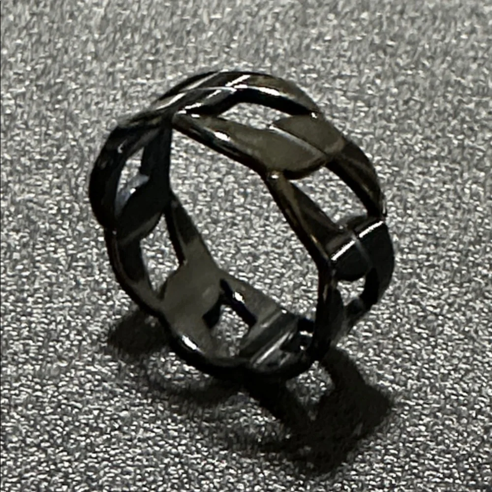 Black Urban Style Chain Link Stainless Steel Ring